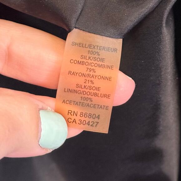 Magaschoni Collection Pencil Mini Skirt 8 Work Silk Velvet Panel Contrast Black - Picture 6 of 7